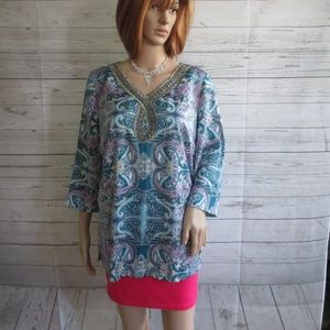 NWT - CHARTER CLUB pretty blouse with decorative front - sz PM - MSPR $89.00